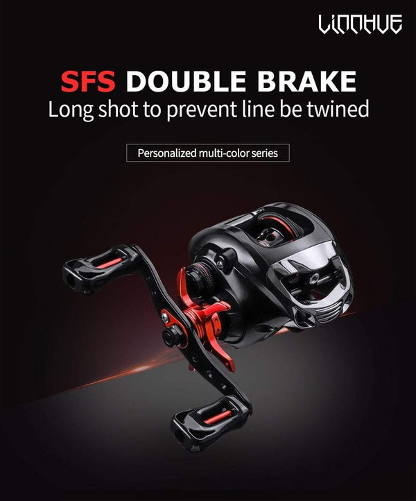 Planet Gates Baitcasting Reel BT2000 8kg Drag SFS Double Brake System Saltwater Reel 6.3:1 High Speed Metal Spare Spool Fishing Reel