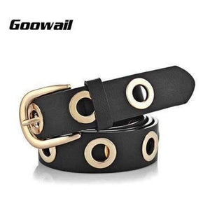 Planet Gates balck  gold / 100cm Goowail 2017 fashion Belts for Women Grommet Duo euramerican style designer pu Leather strap for ladies jeans accessories