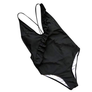 Planet Gates Balck / L Sexy women swimear summer One-Piece Ruffles Deep-V maternity swimwear women Bathing swimwear trajes de bano women JL 09