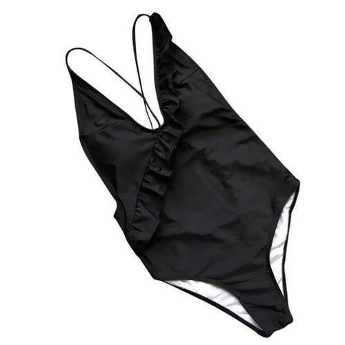 Planet Gates Balck / L Sexy women swimear summer One-Piece Ruffles Deep-V maternity swimwear women Bathing swimwear trajes de bano women JL 09