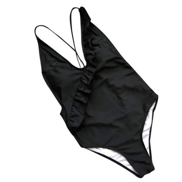 Planet Gates Balck / L Sexy women swimear summer One-Piece Ruffles Deep-V maternity swimwear women Bathing swimwear trajes de bano women JL 09