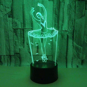 Planet Gates Baletní tanečník Lovers Trophy 3D Vizuální noční světlo Akrylové Barevné Vánoční Narozeninové Dekorace Ballerinator Design LED Luminaria