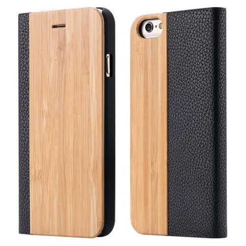 Planet Gates Bamboo / For iphone X 10 Wood Case For iPhone 8 7 6S Plus Cases Genuine Bamboo Flip Leather Wallet Stand Coque For iPhone 6 6s XS Max X 10 Case
