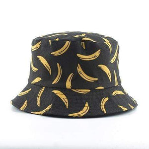 Planet Gates banana black Panama Bucket Hat Men Women Summer Bucket Cap Banana Print Yellow Hat Bob Hat Hip Hop Gorros Fishing Fisherman Hat