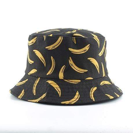 Planet Gates banana black Panama Bucket Hat Men Women Summer Bucket Cap Banana Print Yellow Hat Bob Hat Hip Hop Gorros Fishing Fisherman Hat