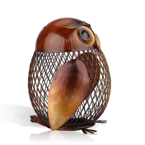 Planet Gates Bank Owl Shaped Figurine Piggy Bank Money Box Metal Coin Box Saving Box Home Decoration Crafts Gift For coins