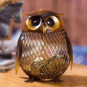 Planet Gates Bank Owl Shaped Figurine Piggy Bank Money Box Metal Coin Box Saving Box Home Decoration Crafts Gift For coins