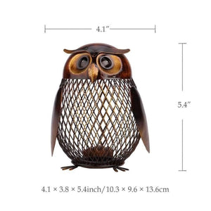 Planet Gates Bank Owl Shaped Figurine Piggy Bank Money Box Metal Coin Box Saving Box Home Decoration Crafts Gift For coins
