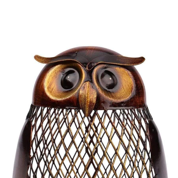 Planet Gates Bank Owl Shaped Figurine Piggy Bank Money Box Metal Coin Box Saving Box Home Decoration Crafts Gift For coins