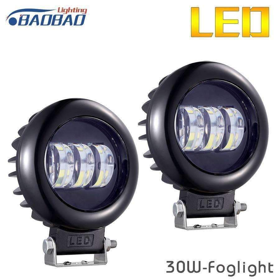 Planet Gates BAOBAO Car Headlight 30W LED Circular Square Work Lamp Fog Light Combo Beam Offroad Car Spotlight Night Driving Lighting