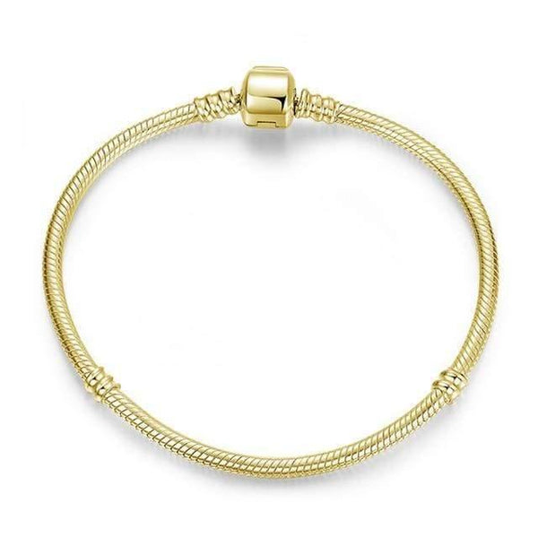 Planet Gates Barrel Gold / 15cm 925 Sterling Silver Bracelet Bead Charm Heart Snowflake Rose Snake Chain Basic Bracelets Pan Women DIY Jewelry