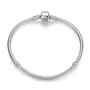 Planet Gates Barrel Silver / 15cm 925 Sterling Silver Bracelet Bead Charm Heart Snowflake Rose Snake Chain Basic Bracelets Pan Women DIY Jewelry