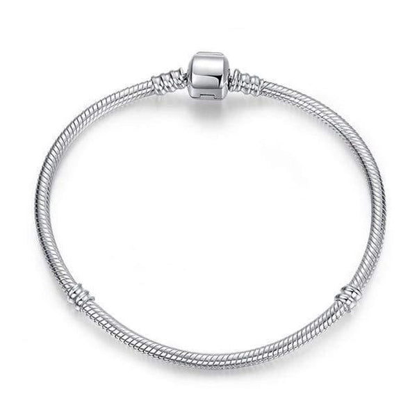 Planet Gates Barrel Silver / 15cm 925 Sterling Silver Bracelet Bead Charm Heart Snowflake Rose Snake Chain Basic Bracelets Pan Women DIY Jewelry