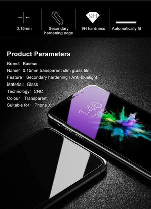 Planet Gates Baseus 0.15mm Screen Protector For iPhone X Tempered Glass Ultra Thin 9H Scratch Proof Protective Glass For iPhone X Front Film