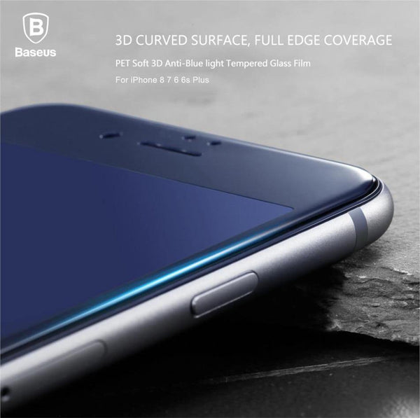 Planet Gates Baseus 0.23MM Screen Protector Tempered Glass For iPhone 8 7 6 6s Plus Soft 3D Curved Full Cover Protective Toughened Glass Film