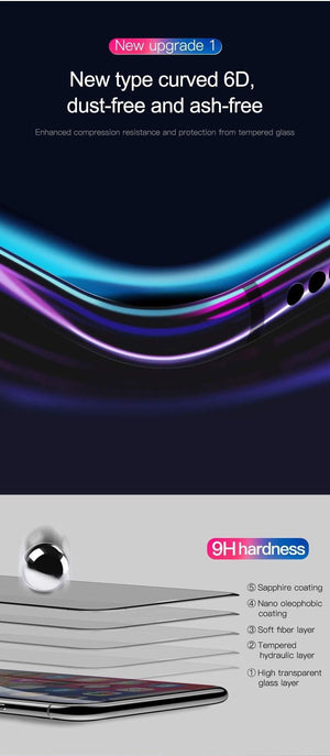 Planet Gates Baseus 0.2mm Ultra Thin 3D Surface Full Screen Protector For iPhone X Glass Slim Front Protective Tempered Glass For iPhone X