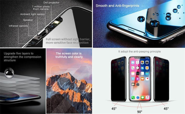 Planet Gates Baseus 0.3mm Anti Spy Tempered Glass For iPhone X 10 Privacy Screen Protector For iPhoneX Anti Peeping Film Protective Glass