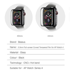 Planet Gates Baseus 0.3mm Protective Glass For Apple Watch 4 Full Coverage Tempered Glass For iWatch 4 Screen Protector Scratch Proof Film 9H