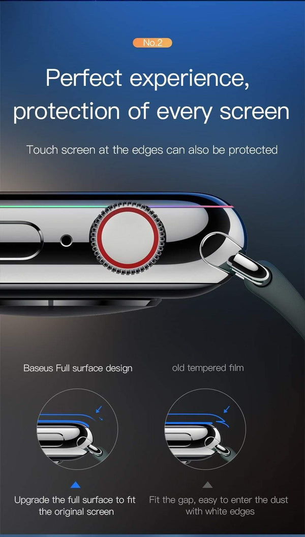 Planet Gates Baseus 0.3mm Screen Protector For iWatch 4 Scratch Proof Glass Full Cover Touchscreen Protective Film For Apple Watch Series 4