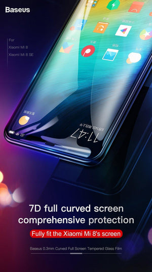 Planet Gates Baseus 0.3mm Thin Screen Protector For Xiaomi 8 8 SE 9H 7D Tempered Glass Full Coverage Protective Glass Film For Xiaomi 8 8SE