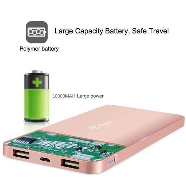 Planet Gates Baseus 10000mAh Dual USB Power bank Portable Mobile Phone Charger External Battery For iPhone 7 6s samsung S8 huawei xiaomi