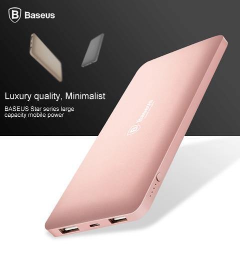 Planet Gates Baseus 10000mAh Dual USB Power bank Portable Mobile Phone Charger Powerbank For iPhone Xiaomi External Battery Poverbank