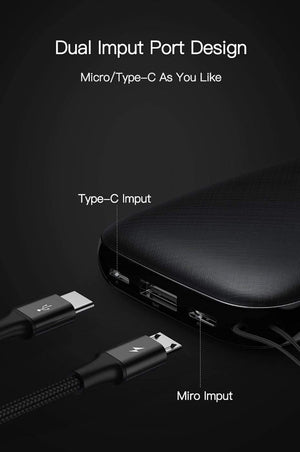 Planet Gates Baseus 10000mAh Mini Power Bank For iPhone Samsung Huawei Xiaomi Powerbank Portable USB Charging Power Bank External Battery