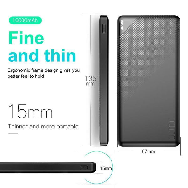 Planet Gates Baseus 10000mAh Power Bank For iPhone Mobile Phone External Battery Pack Mini Portable Power Bank Dual USB Charger Powerbank