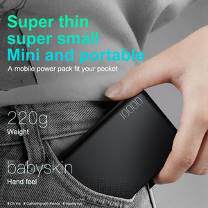 Planet Gates Baseus 10000mAh Power Bank For iPhone Mobile Phone External Battery Pack Mini Portable Power Bank Dual USB Charger Powerbank