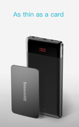 Planet Gates Baseus 10000mAh Power Bank For Xiaomi Samsung iPhone Huawei Powerbank Portable Mini Dual USB Charging External Battery Pack Bank