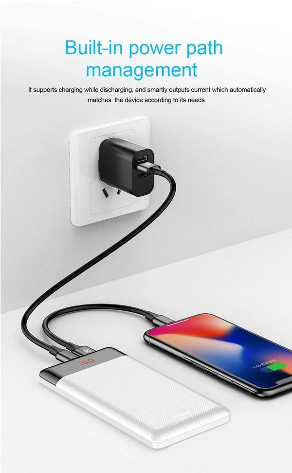 Planet Gates Baseus 10000mAh Power Bank For Xiaomi Samsung iPhone Huawei Powerbank Portable Mini Dual USB Charging External Battery Pack Bank