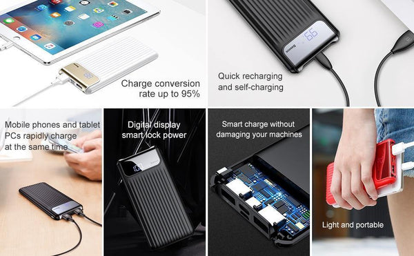Planet Gates Baseus 10000mAh QC3.0 Quick Charge Power Bank For iPhone Samsung S9 S9 Plus Note 9 Xiaomi PowerBank USB Fast Charging Power Bank