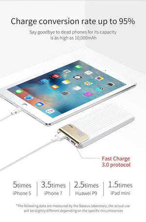 Planet Gates Baseus 10000mAh QC3.0 Quick Charge Power Bank For iPhone Samsung S9 S9 Plus Note 9 Xiaomi PowerBank USB Fast Charging Power Bank