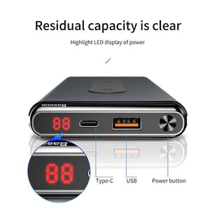Planet Gates Baseus 10000mAh QI Wireless Charger Power Bank For iPhone Samsung PD + QC3.0 Fast Charging USB Powerbank External Battery Pack