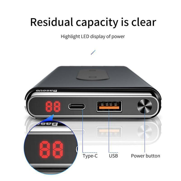 Planet Gates Baseus 10000mAh QI Wireless Charger Power Bank For iPhone Samsung PD + QC3.0 Fast Charging USB Powerbank External Battery Pack