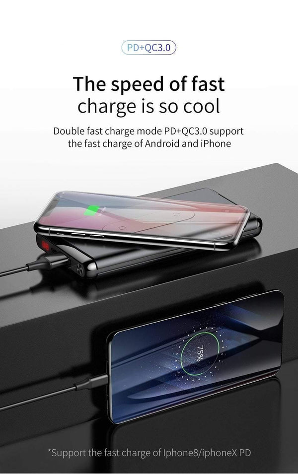 Planet Gates Baseus 10000mAh QI Wireless Charger Power Bank For iPhone Samsung PD + QC3.0 Fast Charging USB Powerbank External Battery Pack