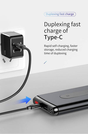 Planet Gates Baseus 10000mAh QI Wireless Charger Power Bank For iPhone Samsung PD + QC3.0 Fast Charging USB Powerbank External Battery Pack