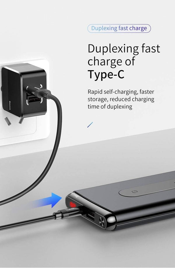Planet Gates Baseus 10000mAh QI Wireless Charger Power Bank For iPhone Samsung PD + QC3.0 Fast Charging USB Powerbank External Battery Pack