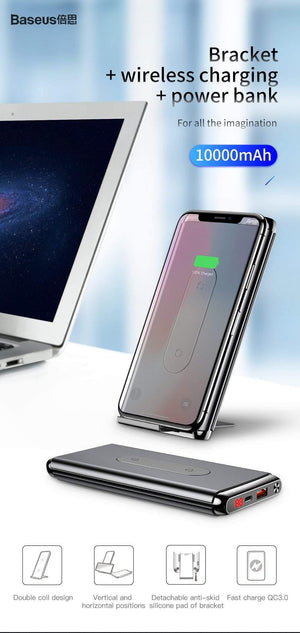 Planet Gates Baseus 10000mAh QI Wireless Charger Power Bank For iPhone Samsung PD + QC3.0 Fast Charging USB Powerbank External Battery Pack
