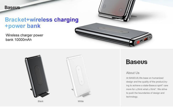 Planet Gates Baseus 10000mAh QI Wireless Charger Power Bank For iPhone Samsung PD + QC3.0 Fast Charging USB Powerbank External Battery Pack