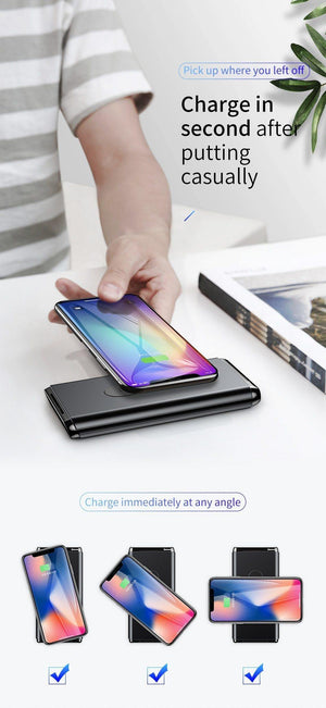 Planet Gates Baseus 10000mAh QI Wireless Charger Power Bank For iPhone Samsung PD + QC3.0 Fast Charging USB Powerbank External Battery Pack