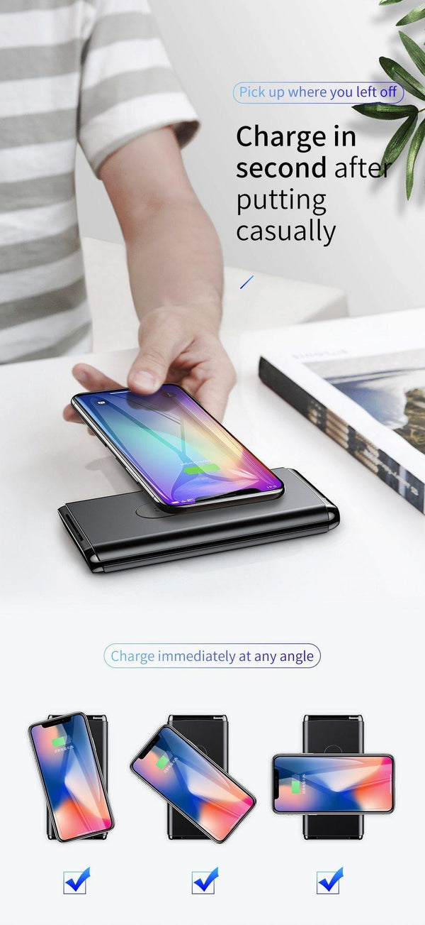 Planet Gates Baseus 10000mAh QI Wireless Charger Power Bank For iPhone Samsung PD + QC3.0 Fast Charging USB Powerbank External Battery Pack