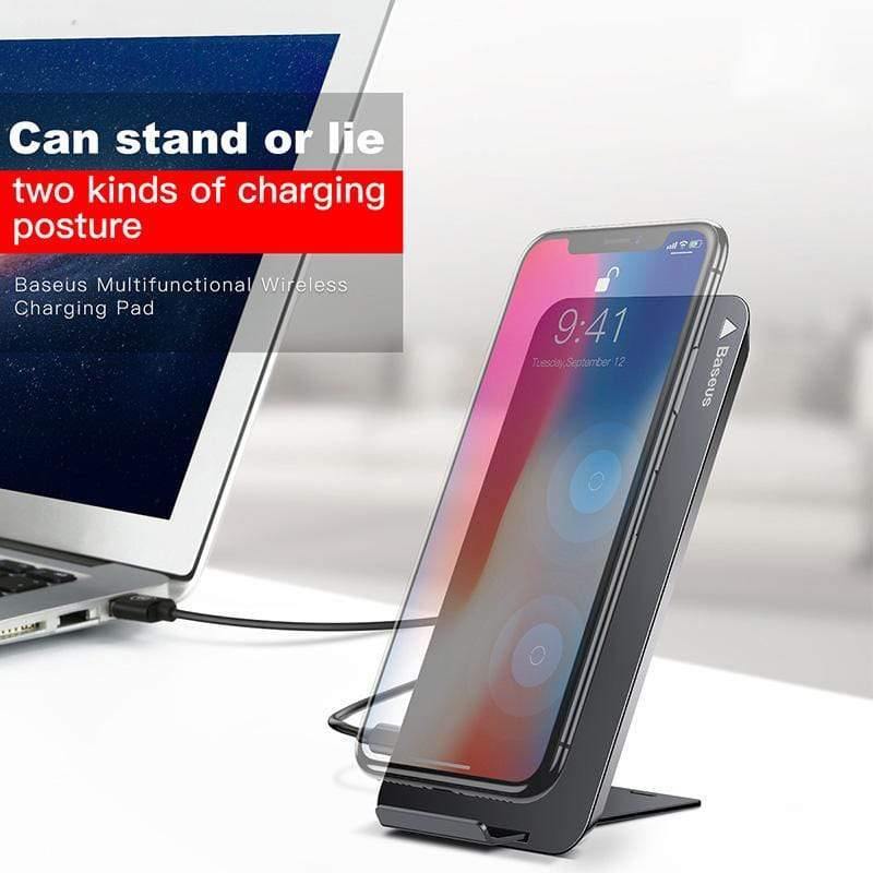 Baseus 10W Qi Wireless Charger For iPhone X XS Max XR Samsung S9 S8 Note 9 Fast Qi Wireless Safe Charging Desktop Charging Stand (black)