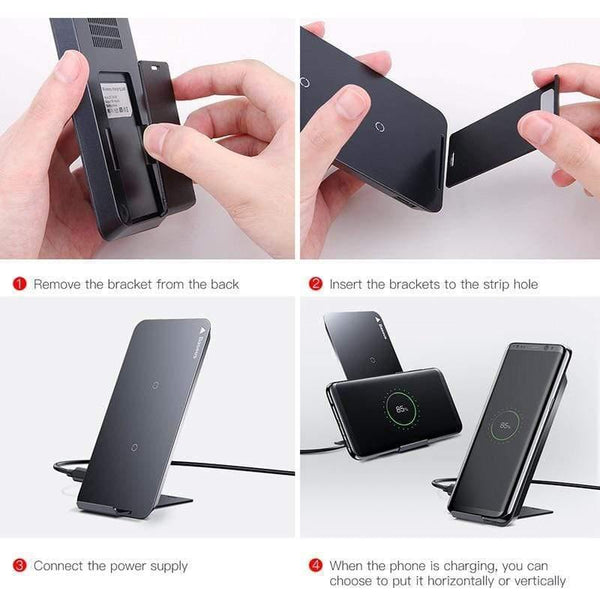 Baseus 10W Qi Wireless Charger For iPhone X XS Max XR Samsung S9 S8 Note 9 Fast Qi Wireless Safe Charging Desktop Charging Stand (black)
