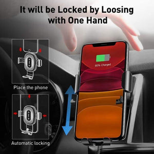 Baseus 10W Wireless Car Charger for Car CD Slot Fast Wireless Phone Charger For iPhone 11 Gravity Car Mount Mobile Phone Holder (CD Slot BLACK)
