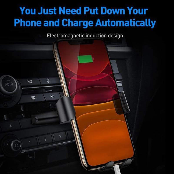 Baseus 10W Wireless Car Charger for Car CD Slot Fast Wireless Phone Charger For iPhone 11 Gravity Car Mount Mobile Phone Holder (CD Slot BLACK)
