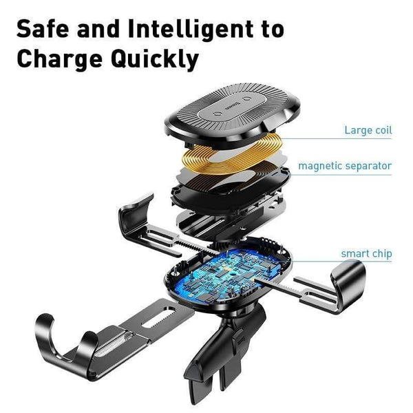 Baseus 10W Wireless Car Charger for Car CD Slot Fast Wireless Phone Charger For iPhone 11 Gravity Car Mount Mobile Phone Holder (CD Slot BLACK)
