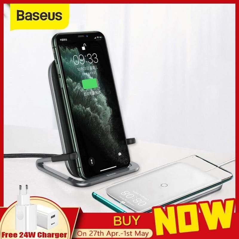 Baseus 15W Qi Wireless Charger Stand for iPhone 11 Pro X XS Samsung S10 S9 S8 Fast Wireless Charging Station with Holder