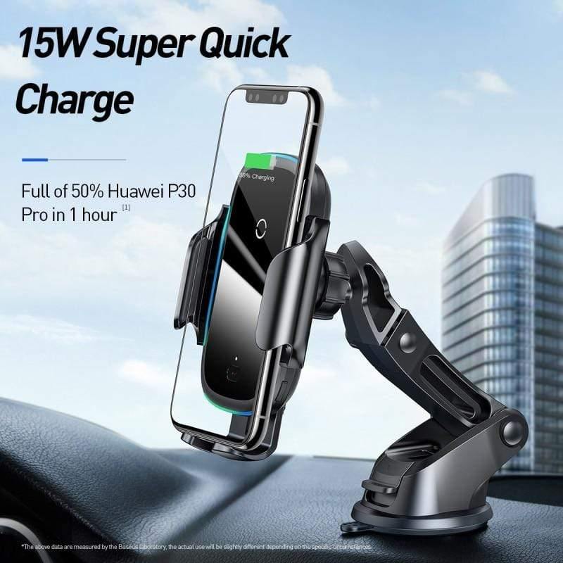 Baseus 15W Wireless Charger Car Mount for Air Vent Mount Car Phone Holder Intelligent Infrared Fast Wireless Charging Charger (Black)