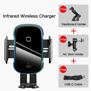 Baseus 15W Wireless Charger Car Mount for Air Vent Mount Car Phone Holder Intelligent Infrared Fast Wireless Charging Charger (Black)